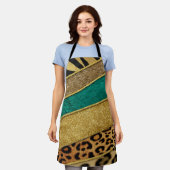 Luxury Emerald & Gold Safari Leopard Zebra Glitter Schort (Gedragen)