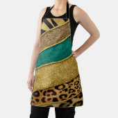 Luxury Emerald & Gold Safari Leopard Zebra Glitter Schort (Insitu)