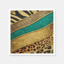 Luxury Emerald & Gold Safari Leopard Zebra Glitter Servet
