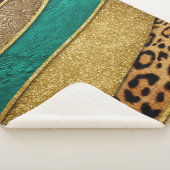 Luxury Emerald & Gold Safari Leopard Zebra Glitter Sherpa Deken (3/4)