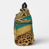 Luxury Emerald & Gold Safari Leopard Zebra Glitter Sling Bag (Voorkant)