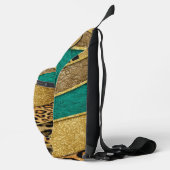 Luxury Emerald & Gold Safari Leopard Zebra Glitter Sling Bag (Rechts)