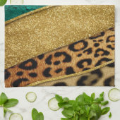 Luxury Emerald & Gold Safari Leopard Zebra Glitter Theedoek (Gevouwen)