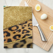 Luxury Emerald & Gold Safari Leopard Zebra Glitter Theedoek (Quarter Fold)