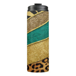 Luxury Emerald & Gold Safari Leopard Zebra Glitter Thermosbeker