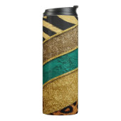 Luxury Emerald & Gold Safari Leopard Zebra Glitter Thermosbeker (Gedraaid links)