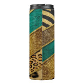Luxury Emerald & Gold Safari Leopard Zebra Glitter Thermosbeker (Achterkant)