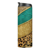 Luxury Emerald & Gold Safari Leopard Zebra Glitter Thermosbeker (Geroteerd rechts)