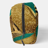 Luxury Emerald & Gold Safari Leopard Zebra Glitter Toilettasje (Rechts)