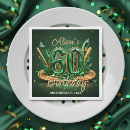 Luxury Emerald Green and Gold 60th Birthday Servet