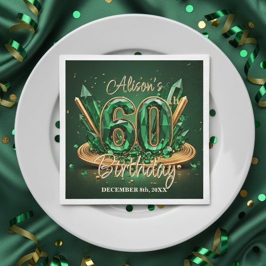Luxury Emerald Green and Gold 60th Birthday Servet