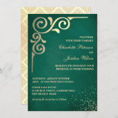 Luxury Emerald Green and Gold Wedding Kaart (Voorkant / Achterkant)
