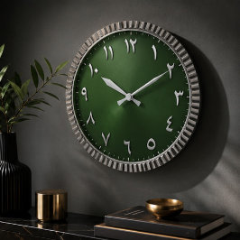 Luxury Emerald Green Arabic Numeral Modern Islamic Grote Klok