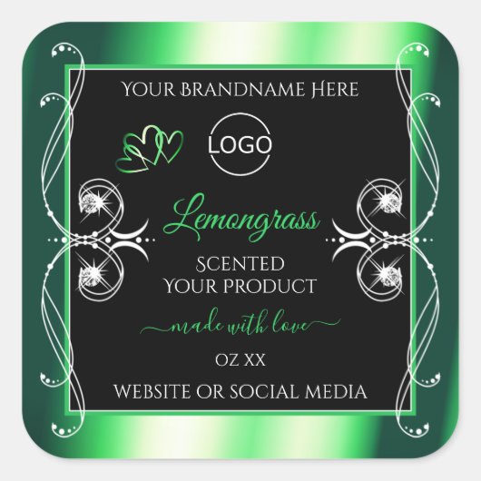 Luxury Emerald Green Black Product Label met Logo (Voorkant)