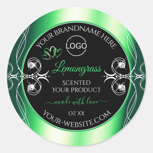 Luxury Emerald Green Black Product Label met Logo (Voorkant)