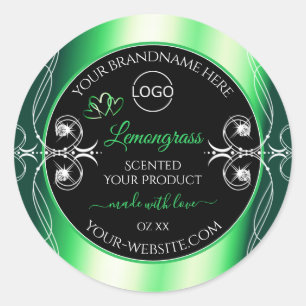 Luxury Emerald Green Black Product Label met Logo