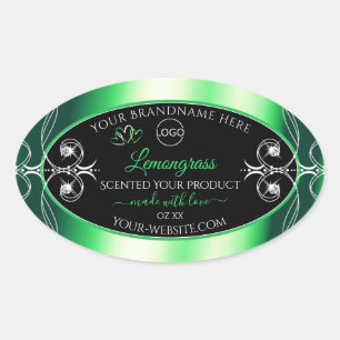 Luxury Emerald Green Black Product Label met Logo