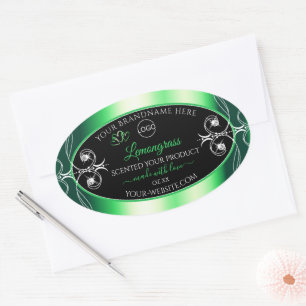 Luxury Emerald Green Black Product Label met Logo