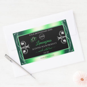 Luxury Emerald Green Black Product Label met Logo