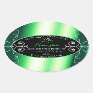 Luxury Emerald Green Black Product Labels diamante