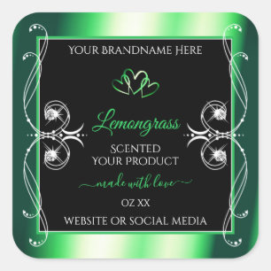 Luxury Emerald Green Black Product Labels diamante