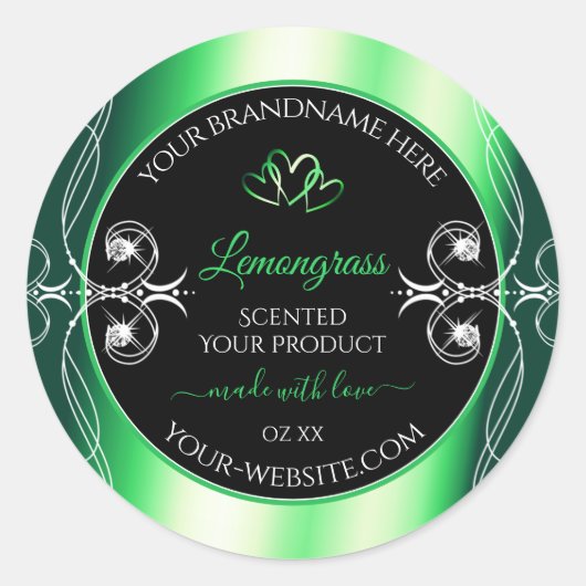 Luxury Emerald Green Black Product Labels diamante (Voorkant)