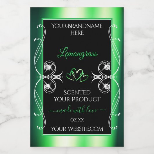 Luxury Emerald Green Black Product Labels diamante Voedselcontainer Etiket (Enkel label)