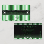 Luxury Emerald Green Black Sparkle Jewels Initiale Visitekaartje (Voorkant / Achterkant)