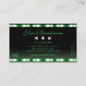 Luxury Emerald Green Black Sparkle Jewels Monogram Visitekaartje (Achterkant)