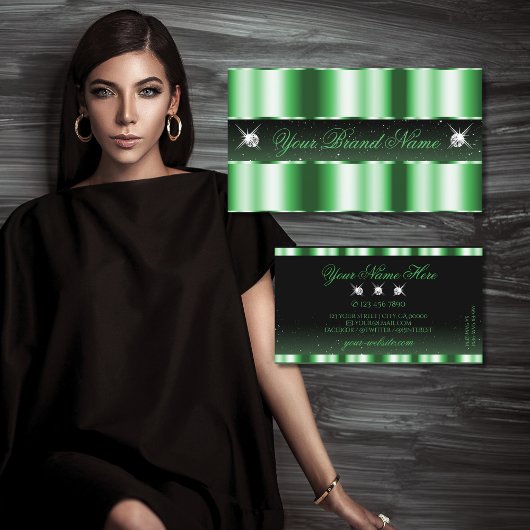 Luxury Emerald Green Black Sparkle Jewels Stylish Visitekaartje