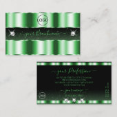 Luxury Emerald Green Black Sparkle Jewels Voeg Log Visitekaartje (Voorkant / Achterkant)