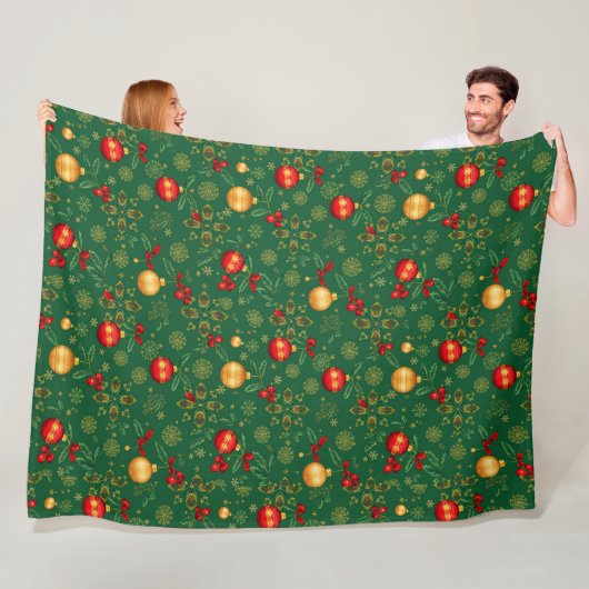 Luxury Emerald Green Christmas Throw Blanket Fleece Deken (In situ)