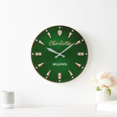 Luxury Emerald Green Diamond Premium Gold Grote Klok (Huis)
