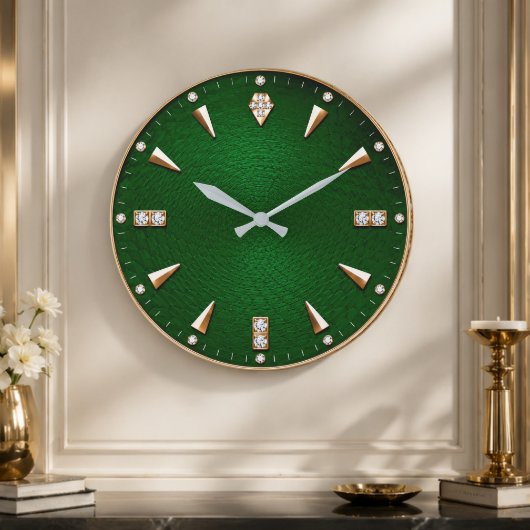 Luxury Emerald Green Diamond Premium Gold Grote Klok