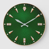 Luxury Emerald Green Diamond Premium Gold Grote Klok (Voorkant)