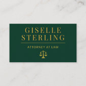 Luxury Emerald Green Gold Attorney at Law QR Code Visitekaartje (Voorkant)