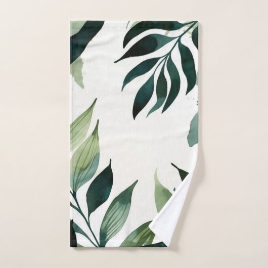 Luxury Emerald Green Gold Botanical Hand Towel Handdoek (Handdoek)