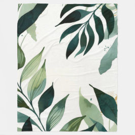Luxury Emerald Green Gold Botanical Throw Blanket Fleece Deken