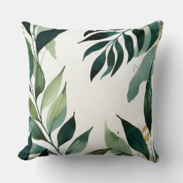 Luxury Emerald Green Gold Botanical Throw Pillow Kussen