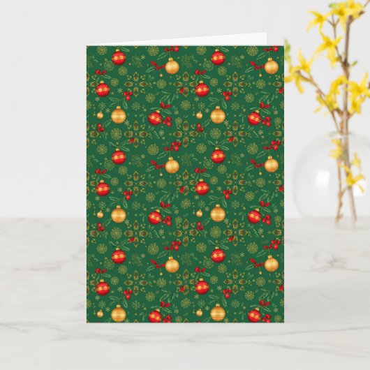 Luxury Emerald Green & Gold Christmas Greeting Car Kaart (Gele Bloem)