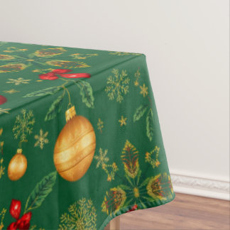Luxury Emerald Green Gold Christmas Tablecloth Tafelkleed