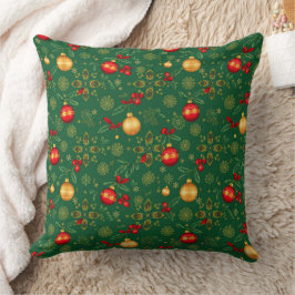 Luxury Emerald Green & Gold Christmas Throw Pillow Kussen