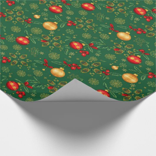 Luxury Emerald Green & Gold Christmas Wrapping Pap Cadeaupapier (Hoek)