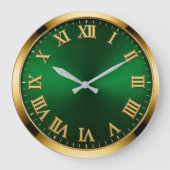 Luxury Emerald Green & Gold Modern Minimalist Grote Klok (Voorkant)