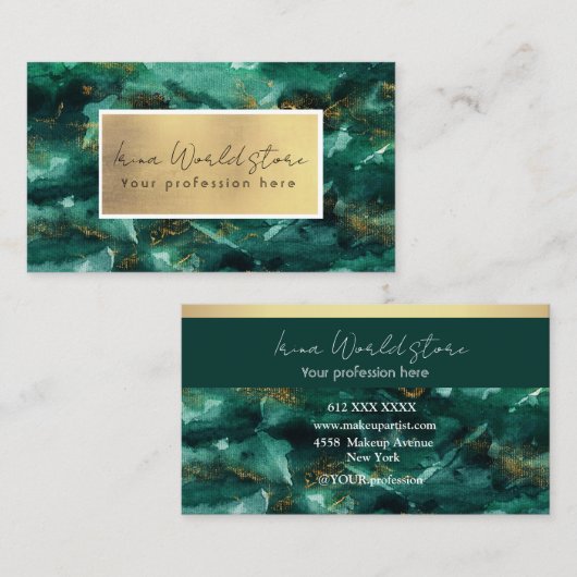 Luxury Emerald Green goudflake waterverf abstract Visitekaartje (Voorkant / Achterkant)