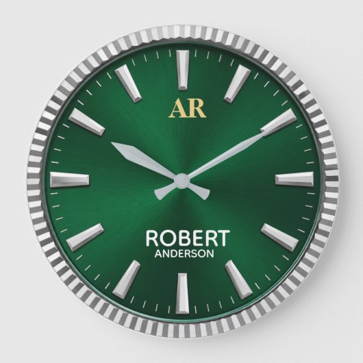 Luxury Emerald Green Minimalist Grote Klok (Voorkant)