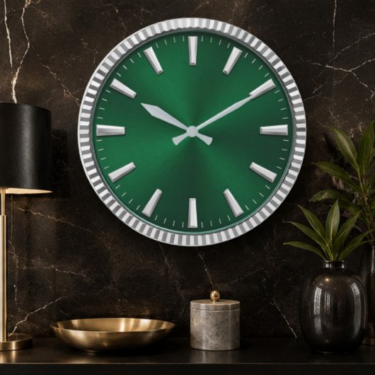 Luxury Emerald Green & Silver Modern Minimalist Grote Klok