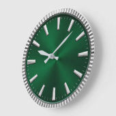 Luxury Emerald Green & Silver Modern Minimalist Grote Klok (Hoek)