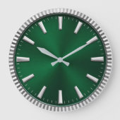 Luxury Emerald Green & Silver Modern Minimalist Grote Klok (Voorkant)