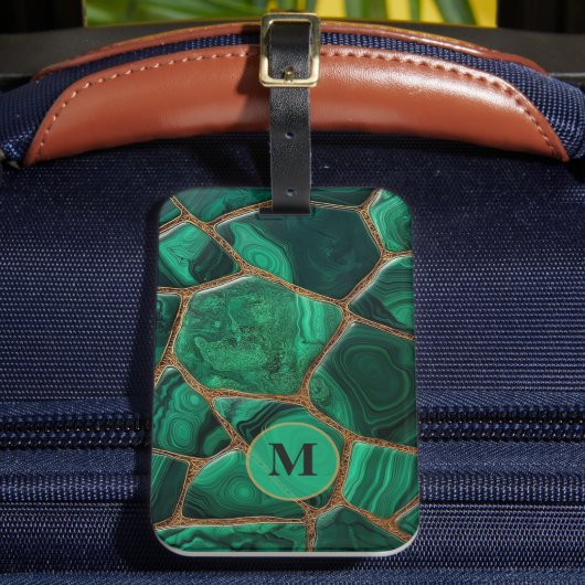 Luxury Emerald Malachite Green Marble Abstract Bagagelabel (Voorkant Insitu 2)